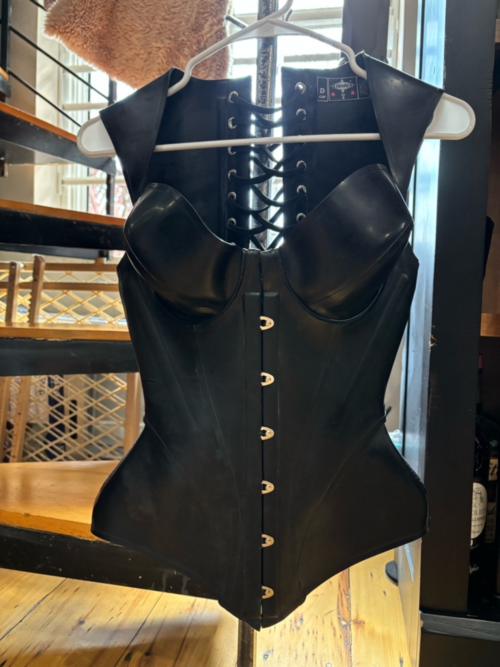 Brand New Libidex Heavy Latex Metropolis Corset (all black)- small + D cup